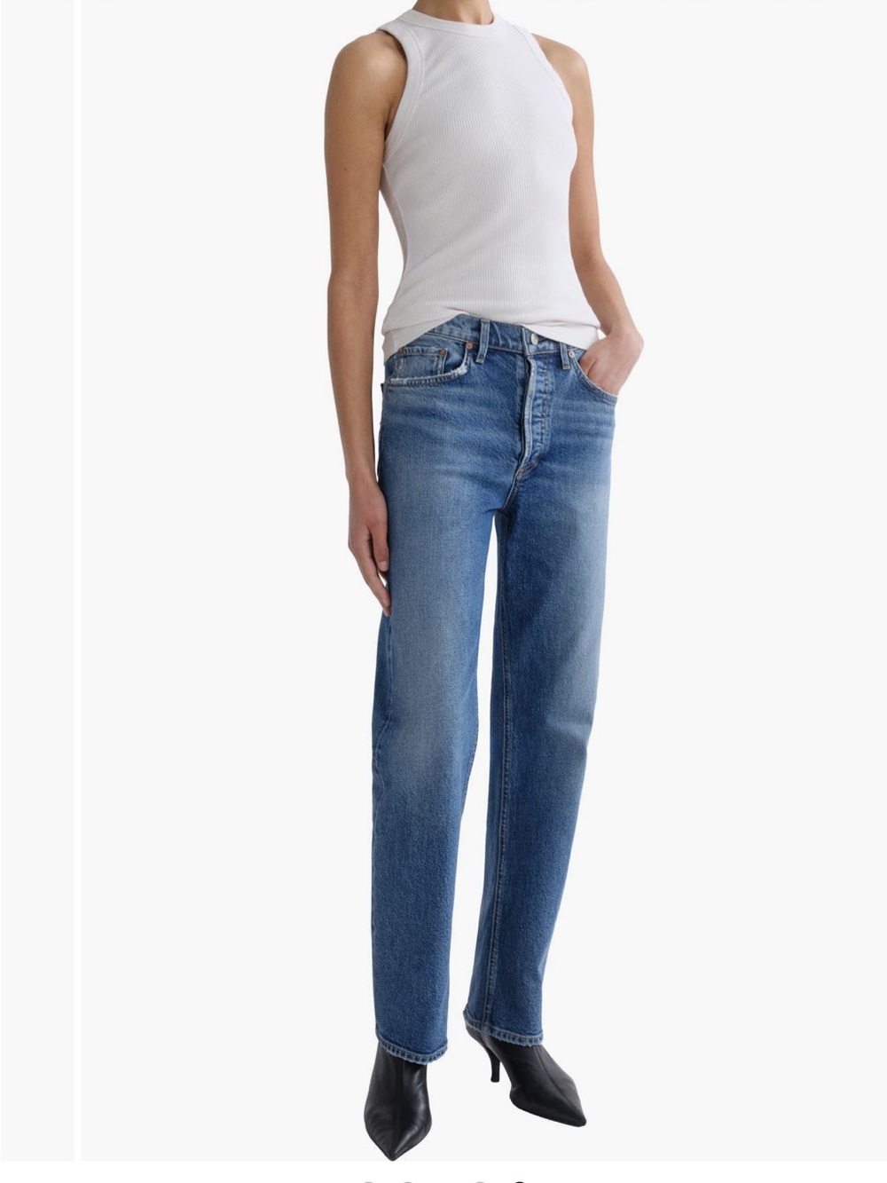 Agolde Lana High Waisted Straight-Leg Women's Jeans in Medium Blue